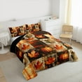 thumbnail image 3 of Homewish Autumn Fall Pumpkin Queen Comforter Set,Rustic Leaves Maples Bedding Sets,Patchwork Geometric Plaid Bedding Comforter Set For Adults,Super Cozy Room Decor Reversible,3pcs, 3 of 8
