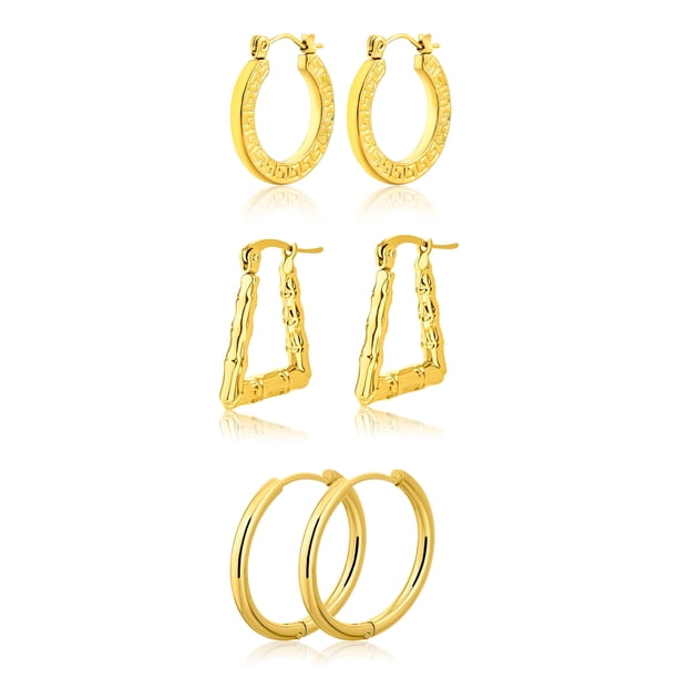 Juego de 3 Pares de Pendientes Colgantes JeenMata para Mujer Pendientes de Moda Combinados