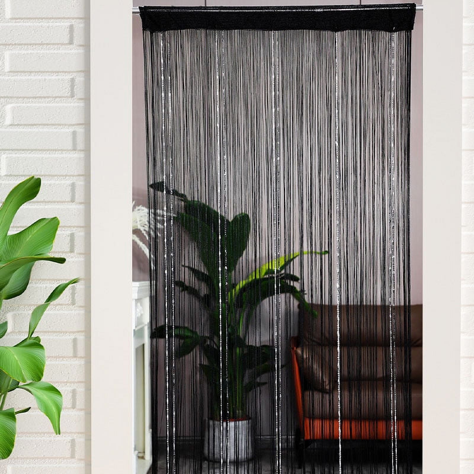 Beaded String Curtain, Crystal Tassel Thread Curtain for Doorway & Window Partition Decor-Champagne