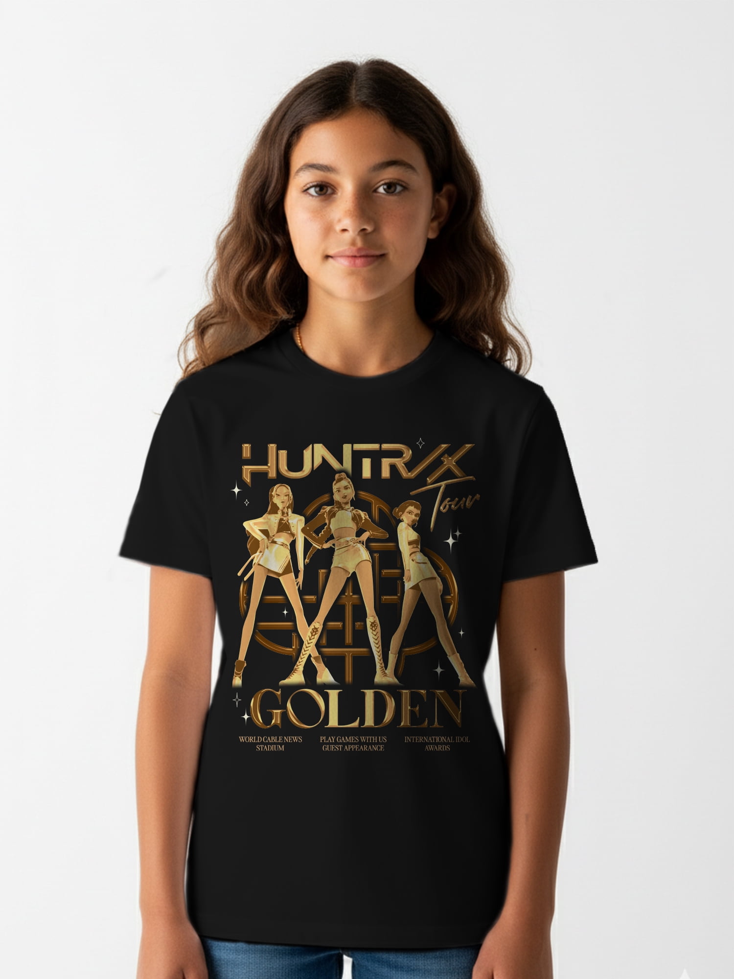 K-Pop Demon Hunters Girls' Short Sleeve Graphic T-Shirt, Golden Tour, Sizes 4-16