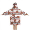 thumbnail image 2 of Football and Stripes Sports Blanket Hoodies for Kids 6-13YR Oversize Wearable Blanket Hoodies for Boys Girls Teens, 2 of 7