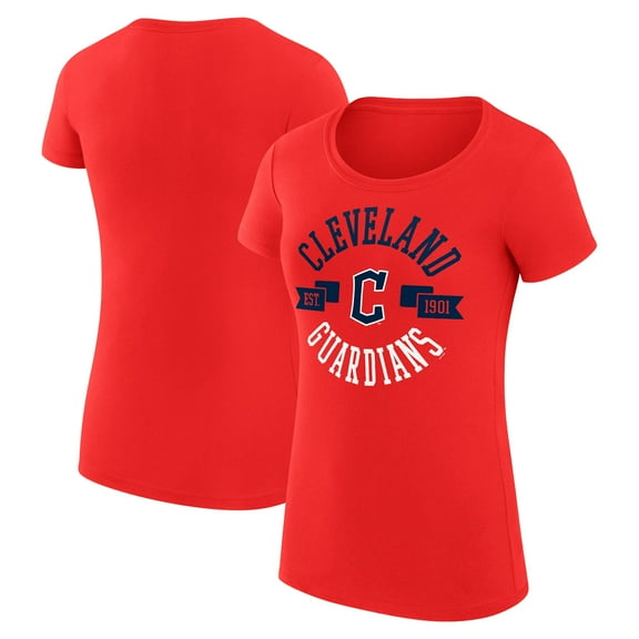 Women's G-III 4Her by Carl Banks Red Cleveland Guardians Super-Slim Fit Lightweight City Graphic T-Shirt