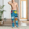 thumbnail image 5 of Uemuo Transportations With Cute Animals Pattern Men's Wide Leg Palazzo Lounge Pants with Pockets Light Weight Loose Comfy Casual Pajama Pants-Large, 5 of 9