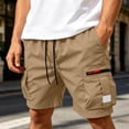 thumbnail image 4 of XIAONU Men's Cargo Athletic Shorts Drawstring Waist Zipper Pockets Daily Shorts, 4 of 7