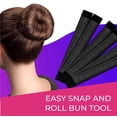 thumbnail image 2 of Hawwwy Premium 2 Piece Hair Bun Maker with Hair Ties Bobby Pins - Snap-and-Roll Bun Hair Tool- Magic Bun Tool, Donut Hair, Perfect Bun Makers Hair Pins French Twist Donuts for Updos Kids - Black, 2 of 6