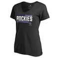 thumbnail image 2 of Women's Black Colorado Rockies Onside Stripe V-Neck T-Shirt, 2 of 3
