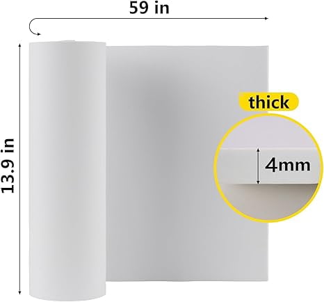 Large 2-Pack 4mm EVA Foam Roll, White EVA Foam Sheet, 59"x13.9" Foam for Craft/Halloween Art/Cosplay Costume/DIY Project with High Density 86kg/m3 (2PCS 4mm White)
