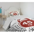 thumbnail image 4 of Ambesonne Fitness Quilted Bedspread Set 2 Pcs, Vintage Gym Emblem, Twin Size, Red White Grey, 4 of 6