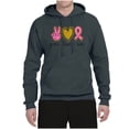 thumbnail image 3 of Peace Love Breast Cancer Awareness Breast Cancer Awareness Unisex Graphic Hoodie Sweatshirt, Charcoal, X-Large, 3 of 5
