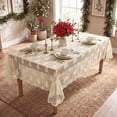 thumbnail image 5 of Sm:)e Christmas Tree Embroidery Lace Tablecloth 60x84 Inch, Beige, Vintage Floral Fabric Classy Vintage Reception Decor, 5 of 6