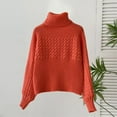 thumbnail image 2 of Womens Fall Solid Turtleneck High Neck Long Sleeve Sweaters Orange XXL, 2 of 3