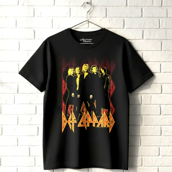 Def Leppard Burning Up Men's T Shirt (Black, Big&Tall4XLT) (Black, Big&Tall2XLT)