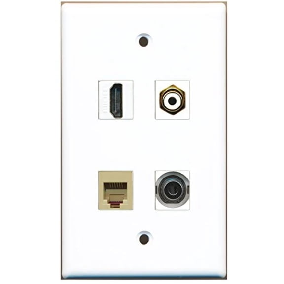 RiteAV - 1 Port HDMI 1 Port RCA White 1 Port Phone RJ11 RJ12 Beige 1 Port 3.5mm Wall Plate