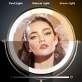 thumbnail image 3 of Rechargeable Wall Mounted Lighted Makeup Mirror DoubleSided /x Magnifying Mirror with Color Lights Vanity Mirror with DualTouch & Luminance Memory (Nickel), 3 of 8