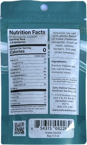 Salty Wahine Gourmet Hawaiian Sea Salts, Kiawe Smoke, Packet