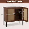 thumbnail image 3 of Costway Rattan Buffet Sideboard Wine Cabinet Cupboard w/ Adjustable Shelf Walnut, 3 of 9
