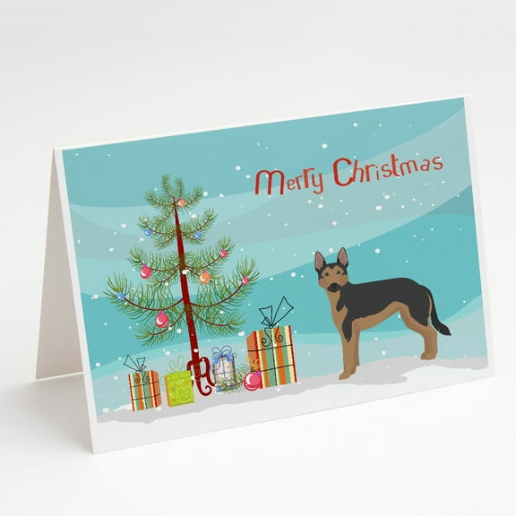 German Sheprador #2 Christmas Tree Greeting Cards and Envelopes Pack of 8