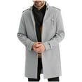 thumbnail image 6 of Wyobmus Men's Mid Length Overcoat Slim Fit Long Sleeve Zipper Pea Coat Classic Stand Collar Winter Outwear Clothes Gray, 6 of 7