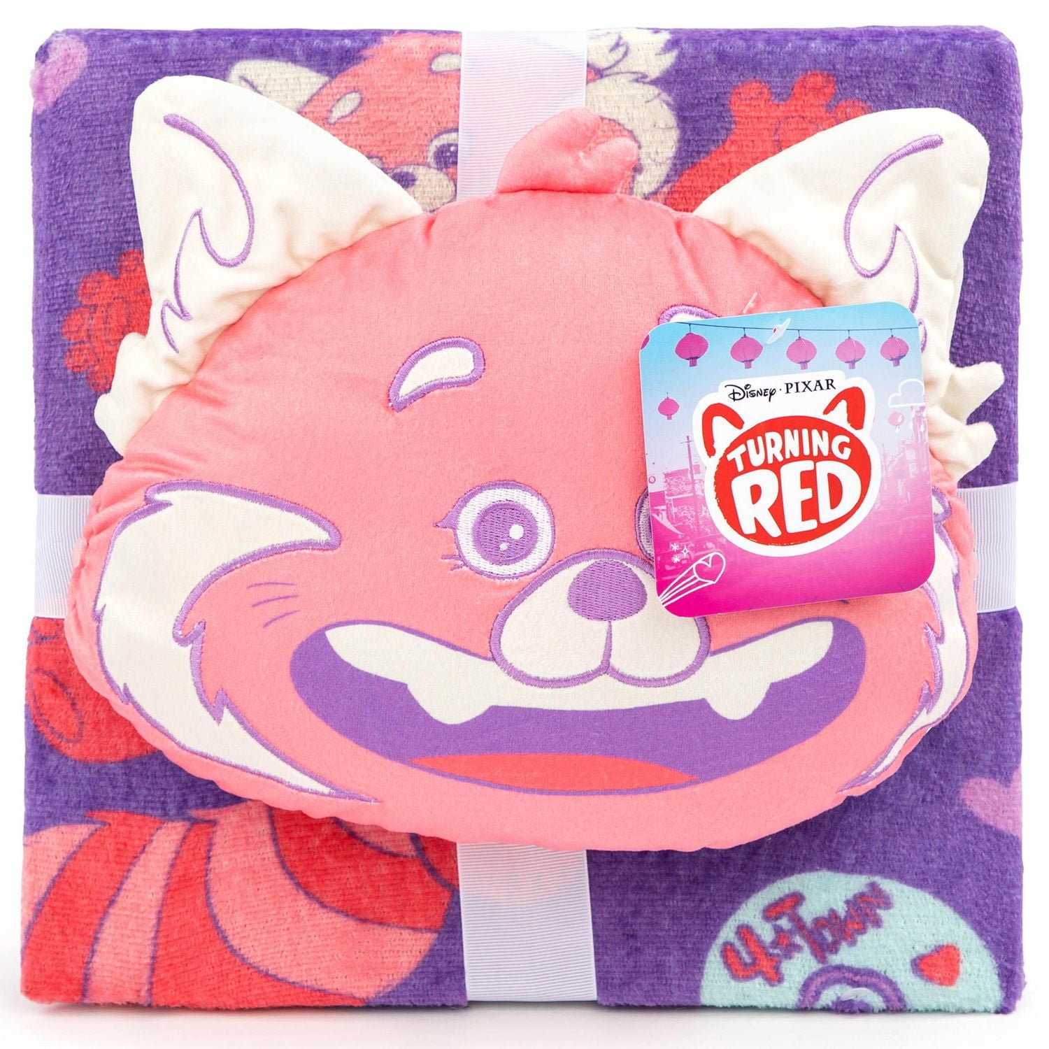 Disney Pixar Turning Red Ensemble de Coussin et Couverture de Voyage Nogginz - Design 'Bon Temps' Doux et Confortable!