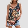 thumbnail image 4 of GaThRRgYP Women's Sleeveless Round Neck Ruffle Top,Womens Summer Casual Tank Tops,Women's New Loose Casual Crew-neck Pleated Print Fashion Top Multicolor S, 4 of 6