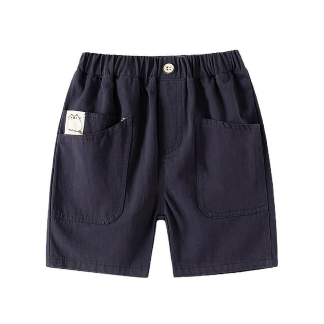 MIASHUI Tollder Boys Summer Shorts Boys Pull On Cargo Jogger Elastic Waist with Pockets,Navy,3-4 Years