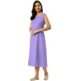 thumbnail image 4 of eloria Women Tunic Top Maxi Sleevless Round Neck Casual Dress Color : Orchid Purple Size : L, 4 of 5