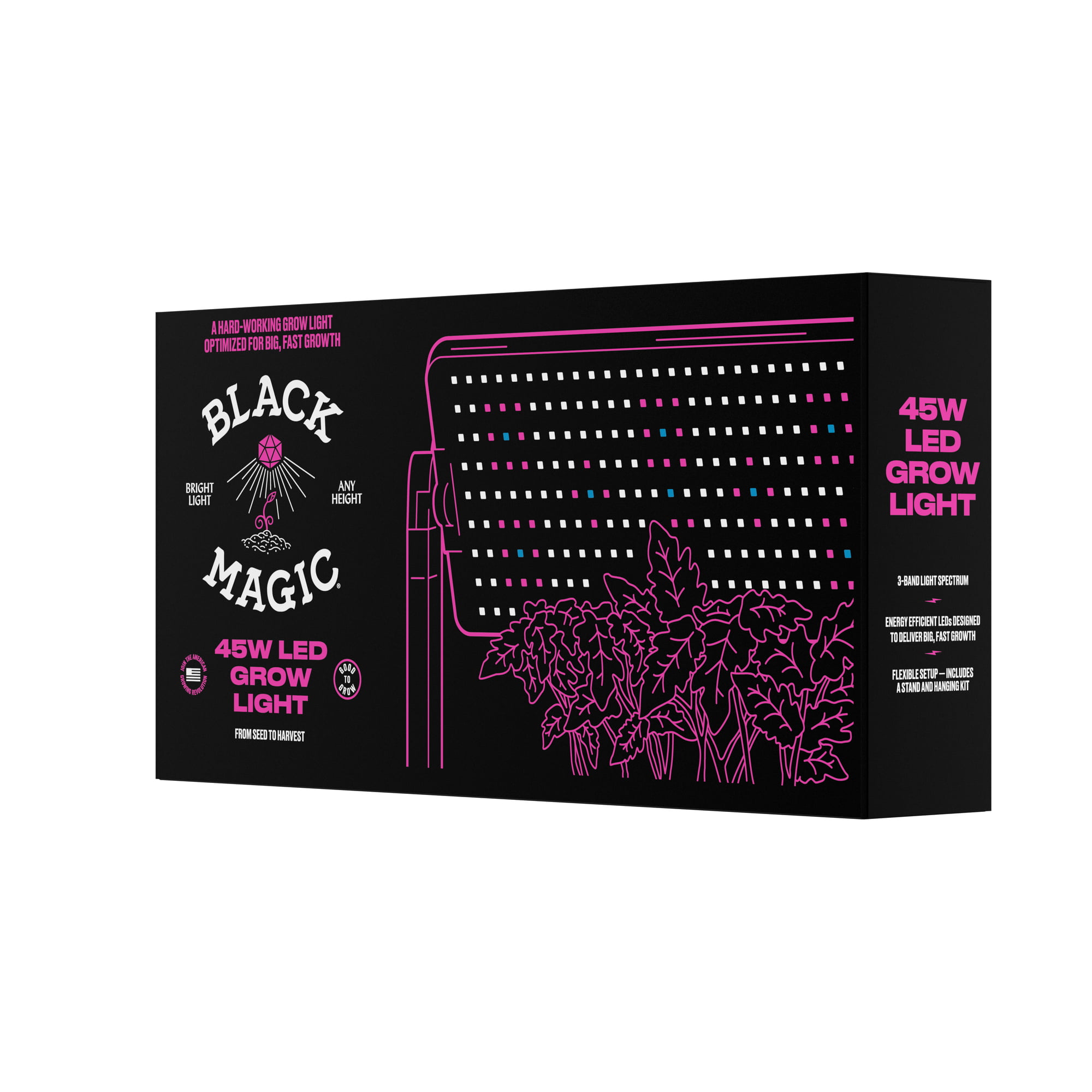Black Magic 45W LED Grow Light - Band-Light Spectrum - Walmart.com