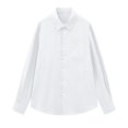 thumbnail image 4 of Breathable Wrinkle Friendly Linen Shirt for Men, Loose Fit Pocket Roll Sleeve Solid Blouse for Daily Street Casual Wear White L, 4 of 4