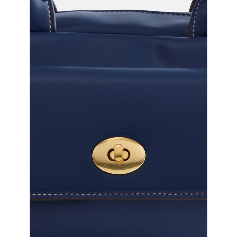 Free Assembly Faux Leather Satchel Handbag, Navy photo 3