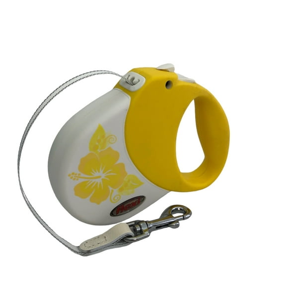 Correa retráctil para perro Flexi Hawaii mediana color amarillo 5 metros