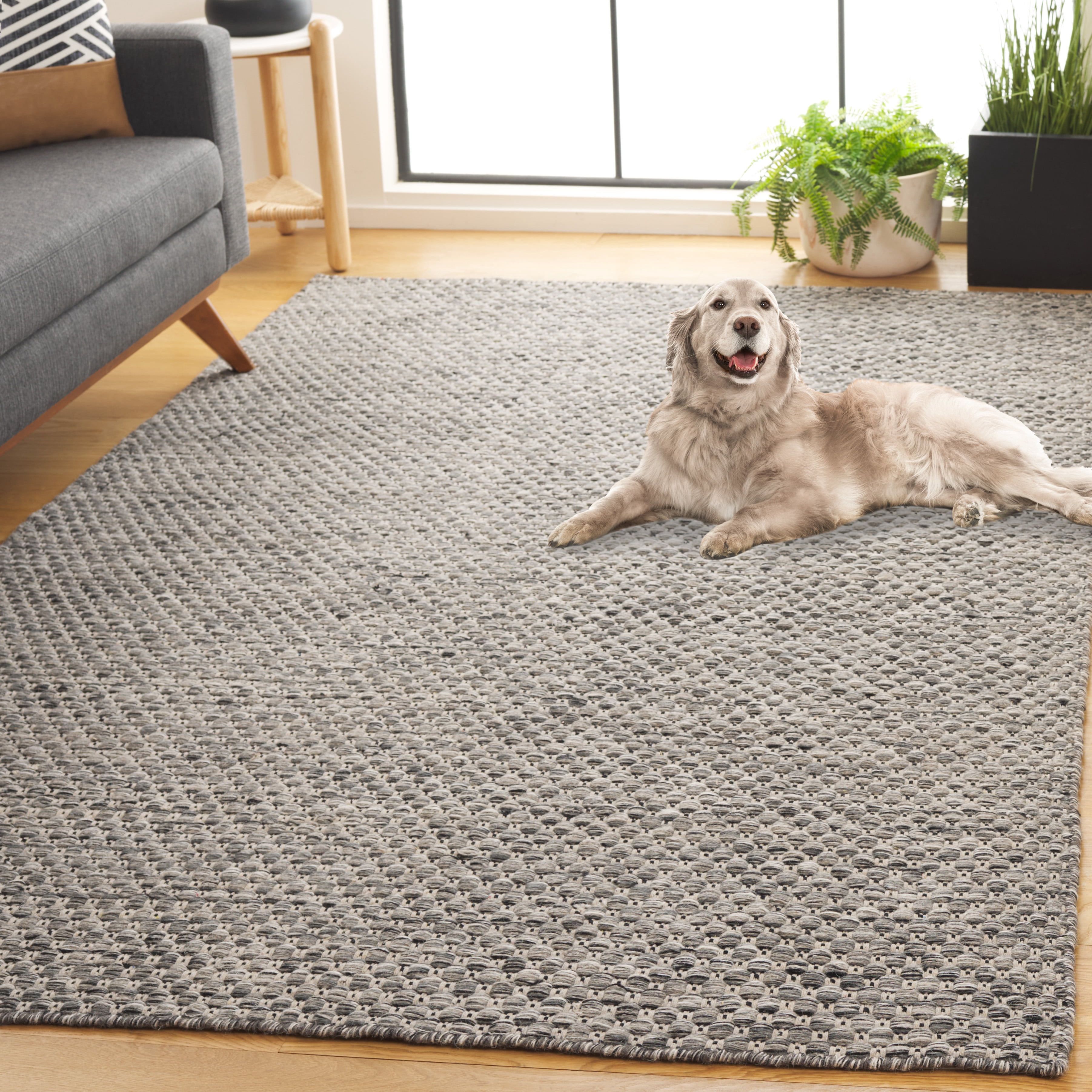 SAFAVIEH Vermont Candis Solid Distressed Area Rug, Grey, 6' x 9'