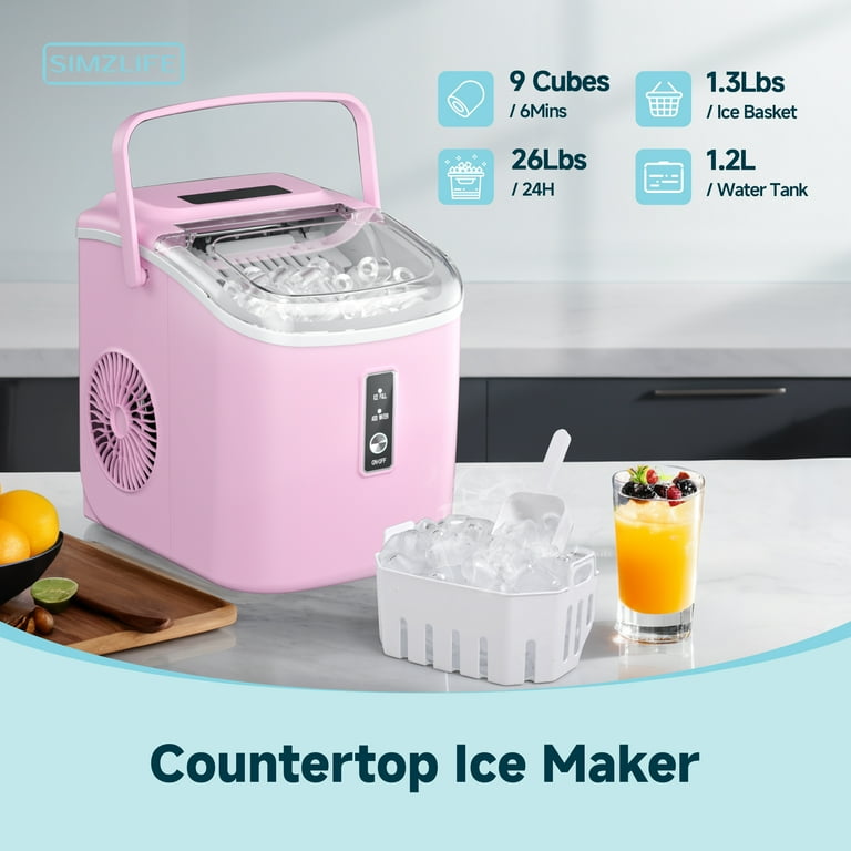 Simzlife Countertop Ice Maker with Handle,Portable Ice