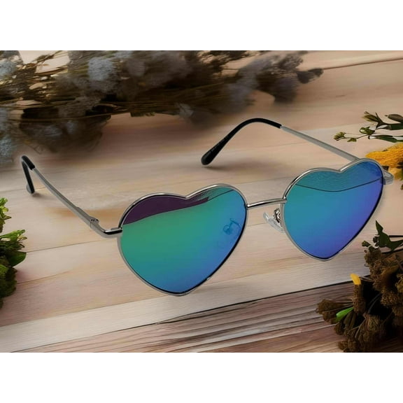 Heart Shape Heart Sunglasses Retro Vintage Boho Silver Translucent