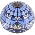 thumbnail image 7 of Tiffany Lamp Table Bedside Lamp Stained Glass Shade Metal Base 24"Tall Large Desk Light Blue Purple Baroque Lavender Luxurious Boho Victorian Living Room Bedroom Farmhouse WERFACTORY Led Bulb Included, 7 of 7