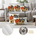 thumbnail image 6 of Thanksgiving Outdoor Waterproof Pillow Covers, Fall Colorful Plaid Pumpkin Sunflower Leaf Decorative Rectangle Throw Pillowcase Sofa Cushion Sham for Patio/Couch/Chair, 20"x12" 2 Pack, 6 of 8