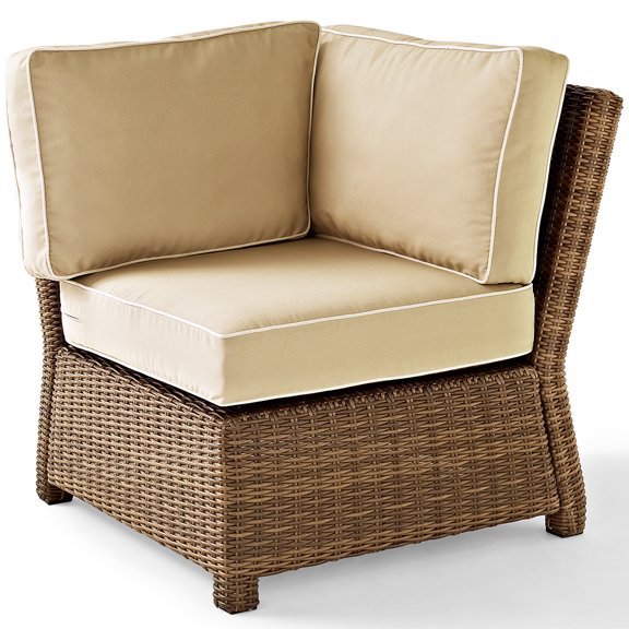 Crosley Furniture Bradenton Fabric Corner Patio Chair in Brown and Sand