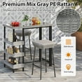 thumbnail image 6 of Costway 43.5" Outdoor Bar Table with Tempered Glass Top & 3 Rattan Shelves Storage, 6 of 10
