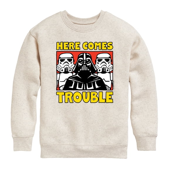 Star Wars - Vader Here Comes Trouble - Youth Boys Crew Fleece Sweatshirt