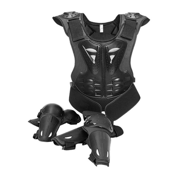 Traje de motocicleta para niños, equipo de ciclismo para adolescentes, protector de pecho, vertebral y espalda, conjunto de protección para negro