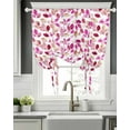 thumbnail image 5 of Red Pink Leaves Tie Up Curtains for Window, Thermal Insulated Balloon Shade Adjustable Rod Pocket Curtains Valance Panels for Kitchen Bathroom Cafe 52 x 45 Summer Botanical Pastoral Plants, 5 of 6