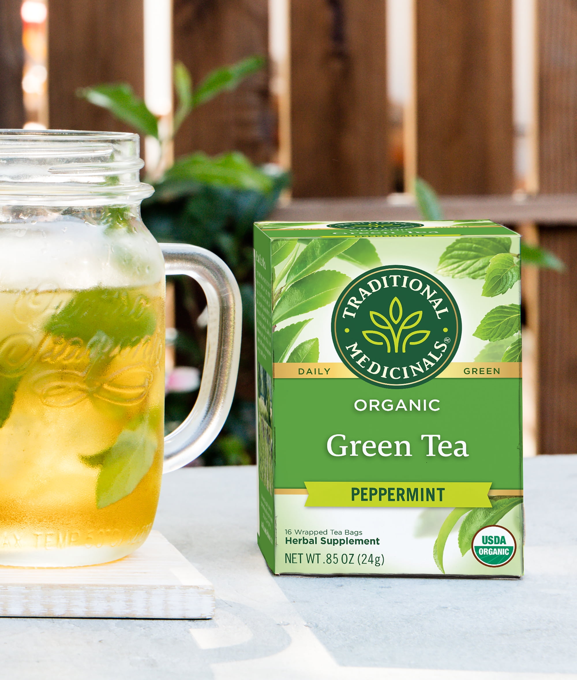 (6 pack) Traditional Medicinals, Organic Green Tea Peppermint Tea Bags, 16 Ct