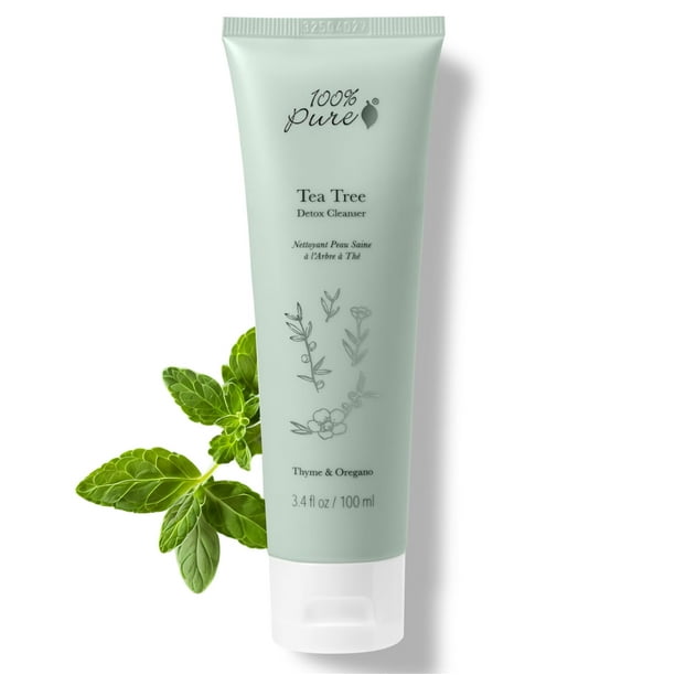 Limpiador de cutis transparente de árbol de té 100 % PURO, lavado facial, espuma botánica natural, tratamiento para imperfecciones del acné, limpieza profunda de la piel, destapador de poros - Vegano