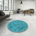 thumbnail image 4 of Ahgly Company Machine Washable Indoor Square Transitional Dark Cyan Green Area Rugs, 3' Square, 4 of 7