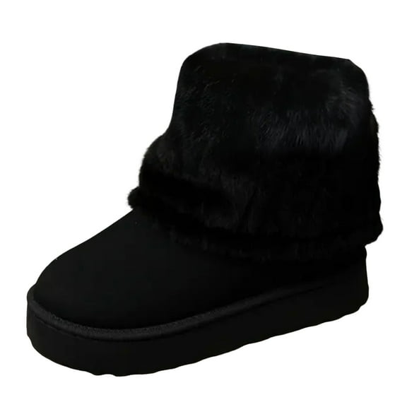 YLYL Women's Winter Snow Boots Fluffy Plush Warm Fur Lined Slip on Fashion Comfortable Mid Calf Boots