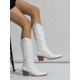 thumbnail image 1 of Embroidered Pointed Toe Slip-on Winter Mid-calf Block Heel Western Boots, 1 of 4