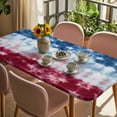thumbnail image 3 of Blue White Red Table Cloths for 6 Foot Rectangle Tables, Tie-dye American Flag Star Abstract Patio Waterproof Elastic Fitted Tablecloths, Washable Rectangular Table Cover for Camping, 3 of 8