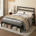 thumbnail image 3 of E-motie Full Size Metal Platform Bed Frame with Headboard, Heavy Duty Metal Slat Mattress Foundation, Easy Assembly, No Box Spring Needed, Black, 3 of 8