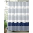 thumbnail image 2 of Fsddascl Navy Blue Stripe Shower Curtain Set - 66" x 72" Washable Bathtub Curtain with 12 Hooks, Modern Rustic Horizontal Blue Striped Waterproof Fabric Stall Shower Curtains for Bathroom/Bathtub, 2 of 6