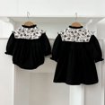 thumbnail image 2 of Vestido de hermanas coreanas para primavera y otoño, mono Retro para niñas, vestido Floral con solapa grande y manga abombada, bonito vestido de una pieza para niños pequeños, 2 of 6