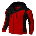 thumbnail image 2 of Men‘s Hoodie Pullover Jacket  Contrt Color Long Sleeve Zipper Closure Sweatshirt Loose Drawstring Coat, 2 of 4